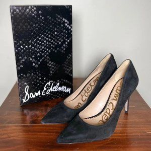 Sam Edelman Margie Black Suede Point-Toe High Heel Pumps 3.5" Heel